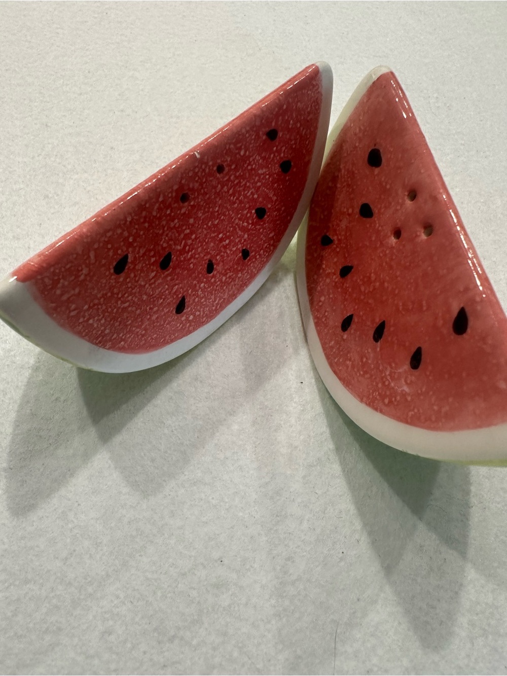 Ceramic Watermelon Slice Salt and Pepper Shakers - Red